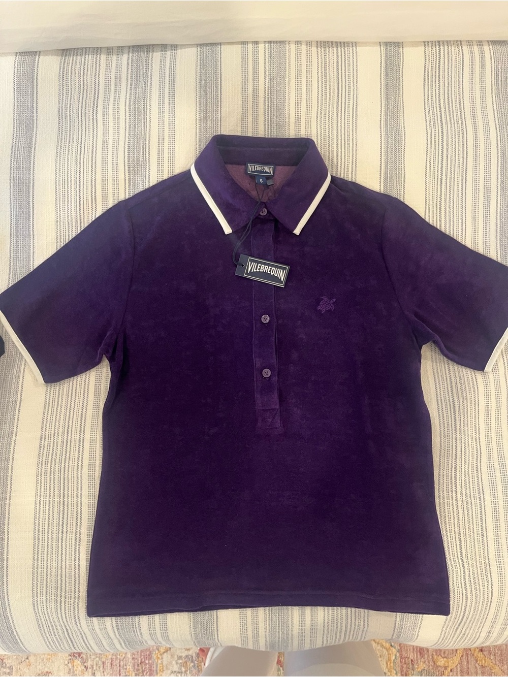 Vilebrequin Deep Purple Terry Polo with White Trim